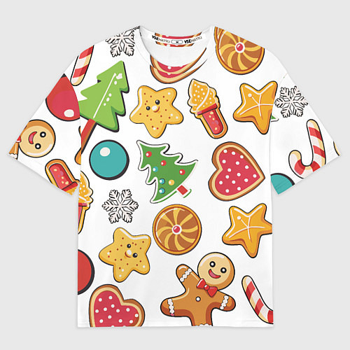Мужская футболка оверсайз Новогодние сладости / 3D-принт – фото 1