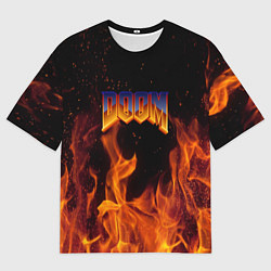 Футболка оверсайз мужская Doom fire steel logo, цвет: 3D-принт