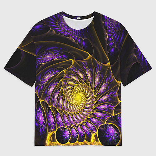 Мужская футболка оверсайз Fractal illusion steel / 3D-принт – фото 1