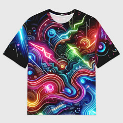 Футболка оверсайз мужская Красочная неоновая абстракция - нейроарт, цвет: 3D-принт