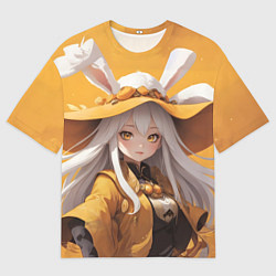 Мужская футболка оверсайз Аниме на желтом фоне