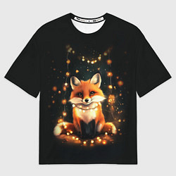 Мужская футболка оверсайз Лисенок с гирляндой