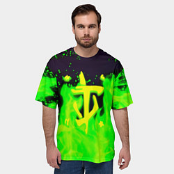 Футболка оверсайз мужская Doom кислотный огонь лого, цвет: 3D-принт — фото 2