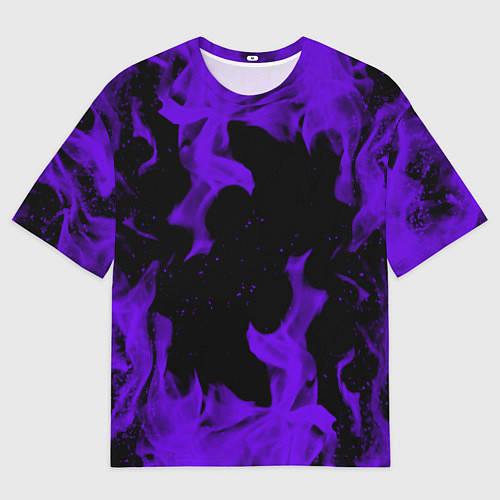 Мужская футболка оверсайз Неоновый фиолетовый огонь / 3D-принт – фото 1