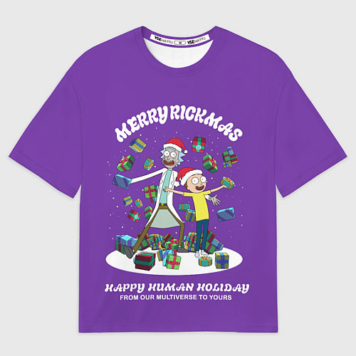 Мужская футболка оверсайз Рик и Морти Новый год подарки Merry Christmas / 3D-принт – фото 1