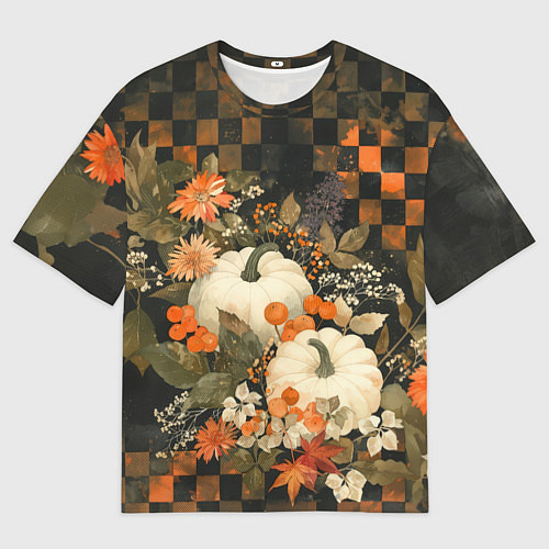 Мужская футболка оверсайз Бледные тыквы / 3D-принт – фото 1