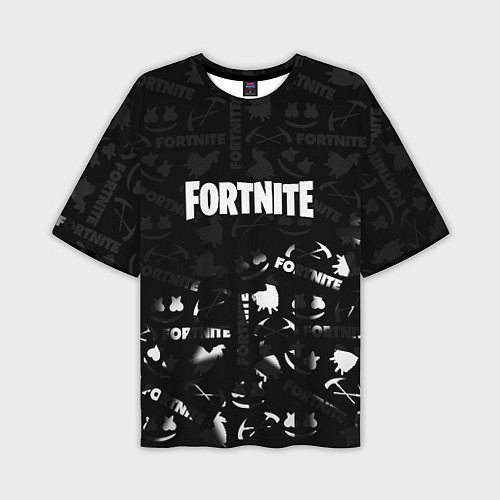 Мужская футболка оверсайз Fortnite pattern black / 3D-принт – фото 1