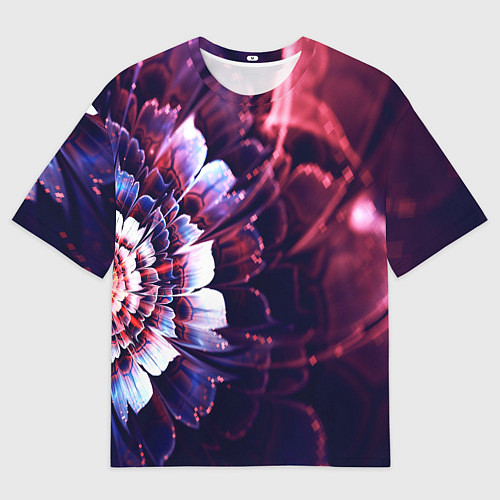 Мужская футболка оверсайз Фрактальный цветок абстракция / 3D-принт – фото 1