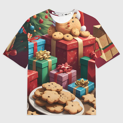 Мужская футболка оверсайз Рождественское печенье / 3D-принт – фото 1