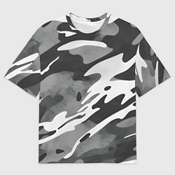 Футболка оверсайз мужская Черно белый камуфляж, цвет: 3D-принт