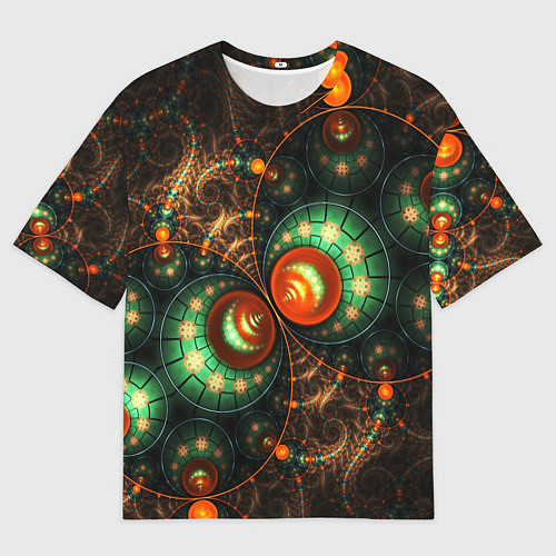 Мужская футболка оверсайз Фрактальный узор абстрактный / 3D-принт – фото 1