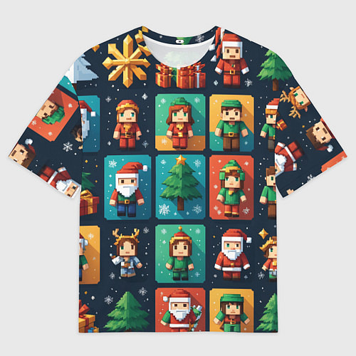 Мужская футболка оверсайз Minecraft с новогодний паттерн / 3D-принт – фото 1