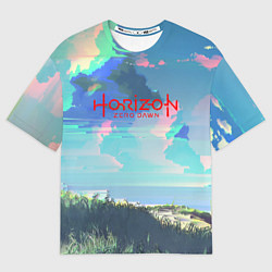 Мужская футболка оверсайз Horizon: Zero Dawn game steel