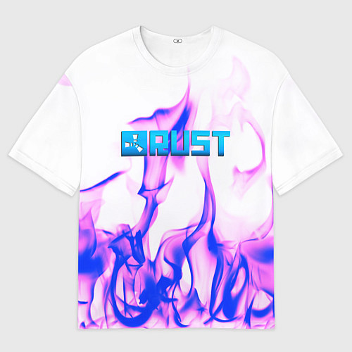 Мужская футболка оверсайз RUST game neon steel / 3D-принт – фото 1