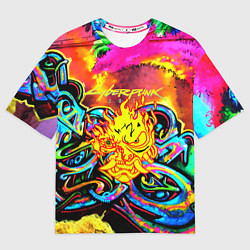 Мужская футболка оверсайз Cyberpunk 2077 graffity game