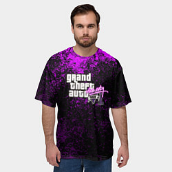 Футболка оверсайз мужская GTA 6 vice city брызги красок неон, цвет: 3D-принт — фото 2