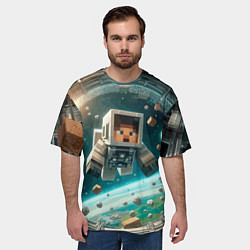 Футболка оверсайз мужская An astronaut in outer space - Minecraft, цвет: 3D-принт — фото 2