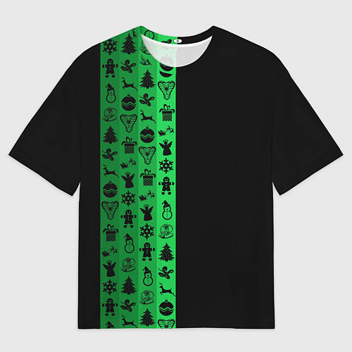 Мужская футболка оверсайз Новогодние узоры / 3D-принт – фото 1
