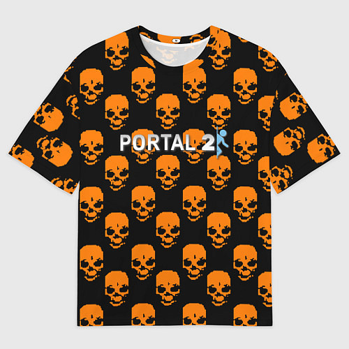 Мужская футболка оверсайз Portal skull pattern / 3D-принт – фото 1