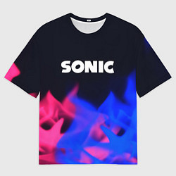 Мужская футболка оверсайз Sonic neon flame