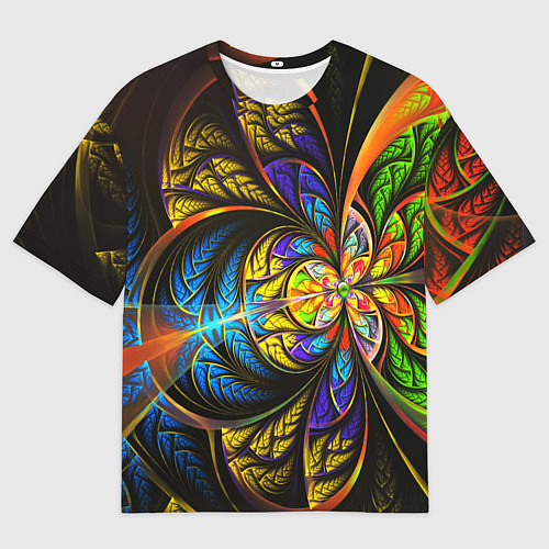 Мужская футболка оверсайз Фрактальный оптический узор в цвете / 3D-принт – фото 1