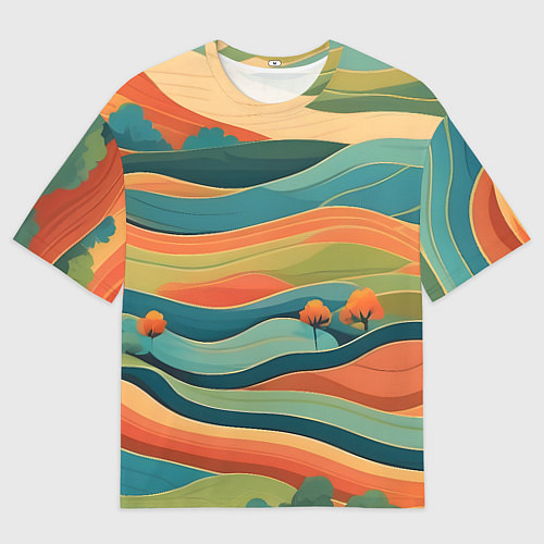 Мужская футболка оверсайз Поля луга / 3D-принт – фото 1
