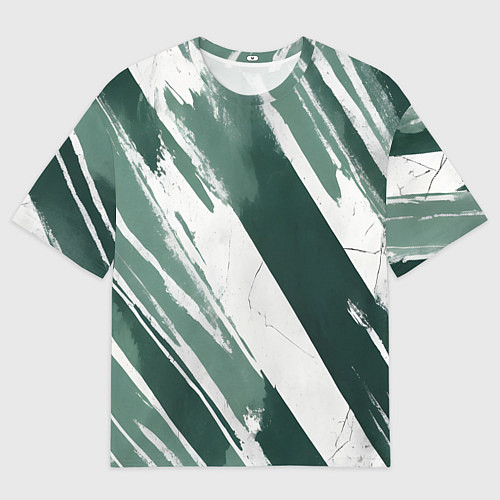 Мужская футболка оверсайз Косая зеленая полоска / 3D-принт – фото 1