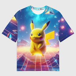 Футболка оверсайз мужская Funny Pikachu - vaporwave, цвет: 3D-принт