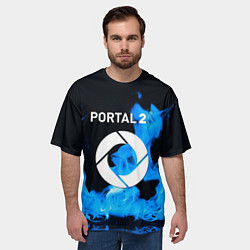 Футболка оверсайз мужская Portal 2 blue flame, цвет: 3D-принт — фото 2