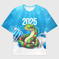 Футболка оверсайз мужская Новогодняя праздничная змея, цвет: 3D-принт