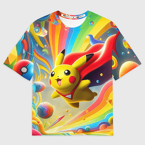 Мужская футболка оверсайз Super Pikachu - ai art fantasy / 3D-принт – фото 1
