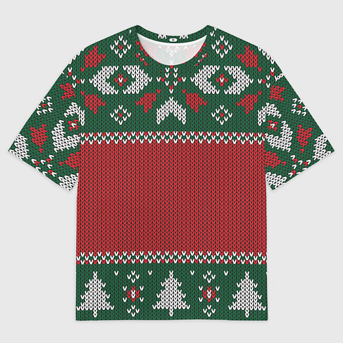 Мужская футболка оверсайз Knitted Christmas Pattern / 3D-принт – фото 1