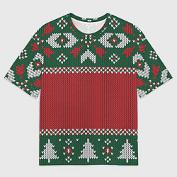 Футболка оверсайз мужская Knitted Christmas Pattern, цвет: 3D-принт