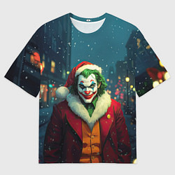 Мужская футболка оверсайз Джокер в новогоднем костюме