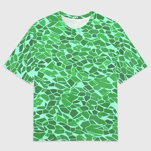 Мужская футболка оверсайз Зелёные плитки на салатовом фоне / 3D-принт – фото 1