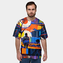 Футболка оверсайз мужская Ночная прогулка абстракция, цвет: 3D-принт — фото 2