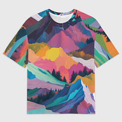 Футболка оверсайз мужская Красочные горы, цвет: 3D-принт