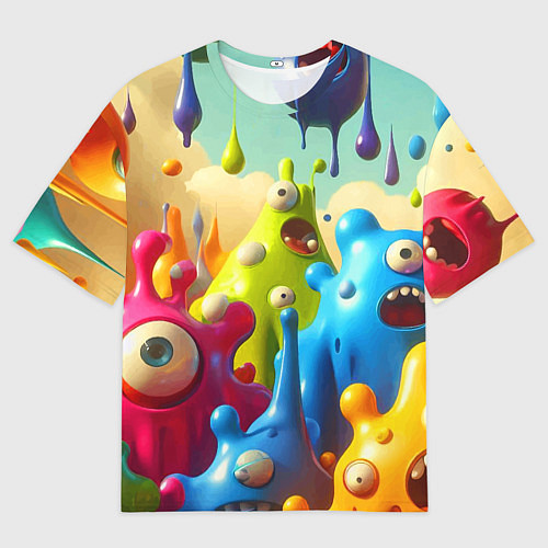 Мужская футболка оверсайз Мультяшные персонажи - нейроарт / 3D-принт – фото 1