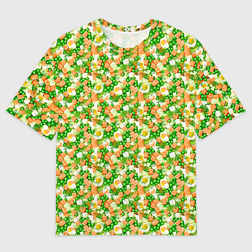 Мужская футболка оверсайз Салат - Оливье / 3D-принт – фото 1