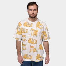 Футболка оверсайз мужская Паттерн сиба ину, цвет: 3D-принт — фото 2