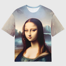 Мужская футболка оверсайз Нейросеть- азиатская Мона Лиза
