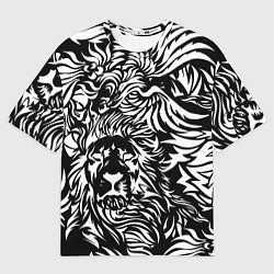 Футболка оверсайз мужская Лев и орел в виде узоров, цвет: 3D-принт