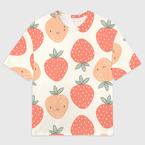 Мужская футболка оверсайз Клубничный узор / 3D-принт – фото 1