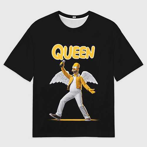 Мужская футболка оверсайз Queen Гомер Симпсон / 3D-принт – фото 1