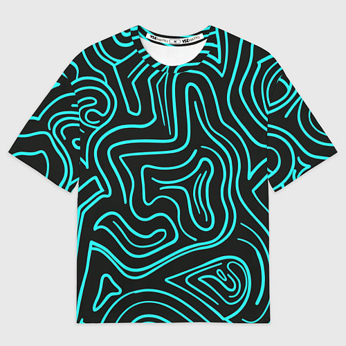 Мужская футболка оверсайз Абстракция из бирюзовых полос / 3D-принт – фото 1