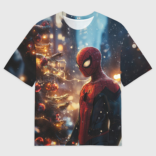 Мужская футболка оверсайз Spider-man new year / 3D-принт – фото 1