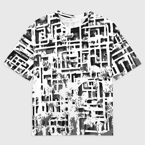 Мужская футболка оверсайз Бело-чёрная абстракция / 3D-принт – фото 1
