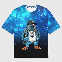 Мужская футболка оверсайз Голубь гангстер