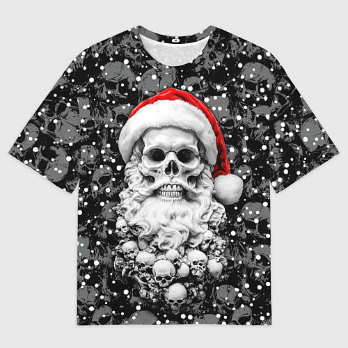 Мужская футболка оверсайз Санта Клаус борода с черепами / 3D-принт – фото 1