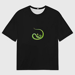 Мужская футболка оверсайз Символ Нового 2025 года зеленая змея